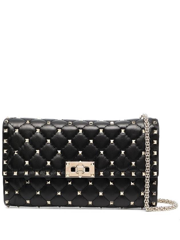 Rockstud Spike Leather Shoulder Bag Black - VALENTINO - BALAAN 1