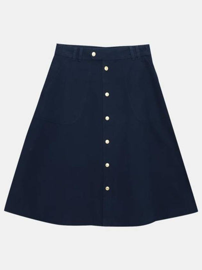 Jamie Mid Waist Cotton A-Line Skirt Dark Navy - A.P.C. - BALAAN 2