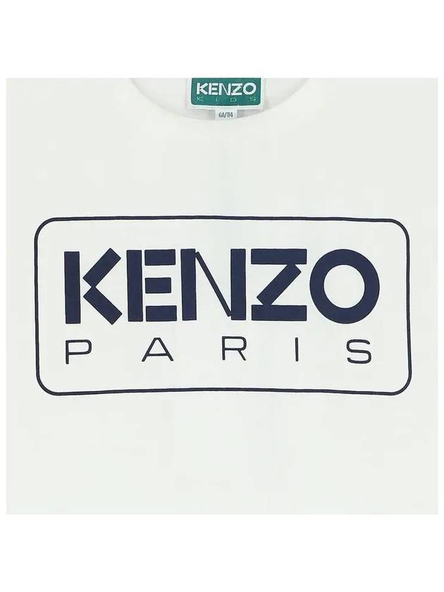 Kids Logo Print Cotton Short Sleeve T-Shirt White - KENZO - BALAAN 5