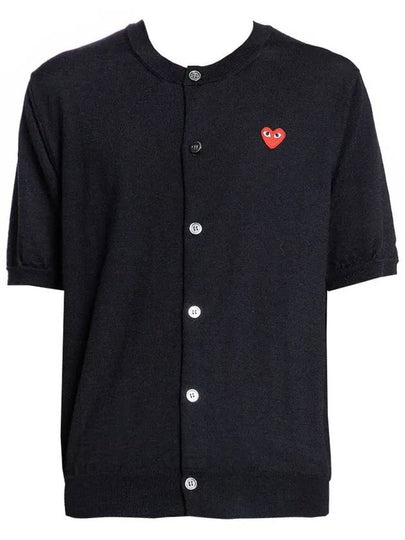 Heart Wappen Short Sleeve Wool Knit Top Black - COMME DES GARCONS - BALAAN 2