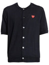 Heart Wappen Short Sleeve Wool Knit Top Black - COMME DES GARCONS - BALAAN 3