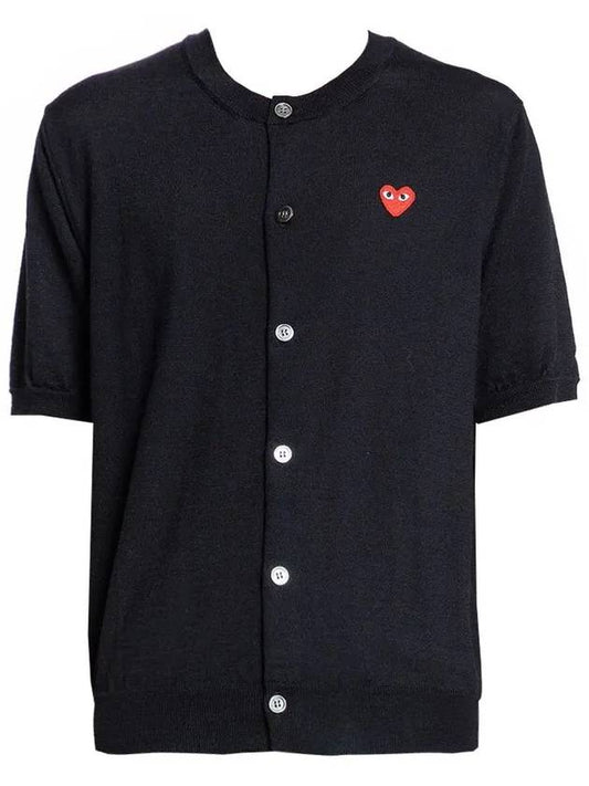 heart logo short sleeve wool cardigan AX N095 051 1 - COMME DES GARCONS - BALAAN 2