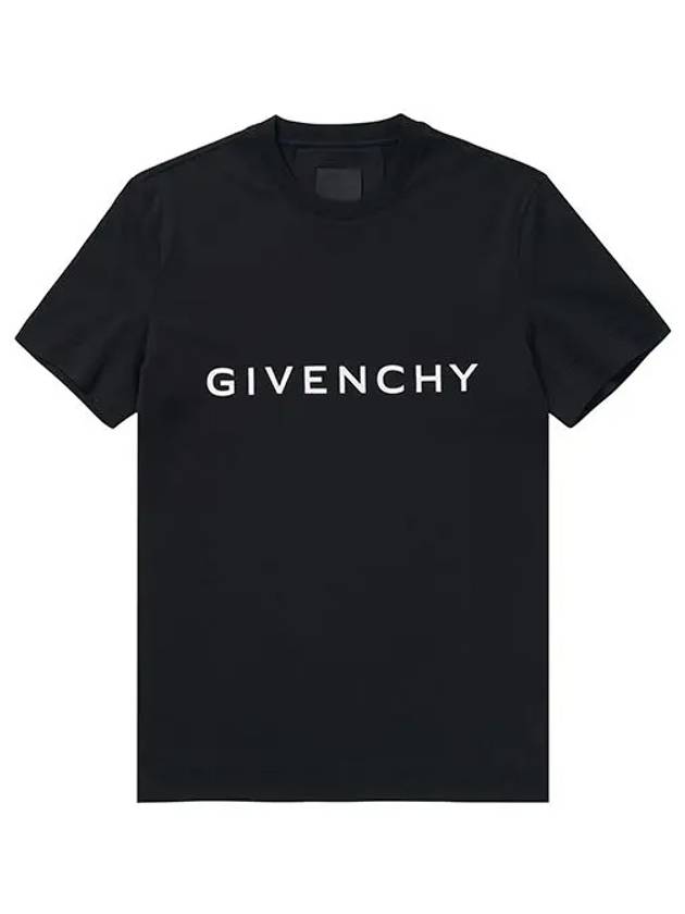 Archetype Logo Print Slim Fit Cotton Short Sleeve T-Shirt Black - GIVENCHY - BALAAN 3