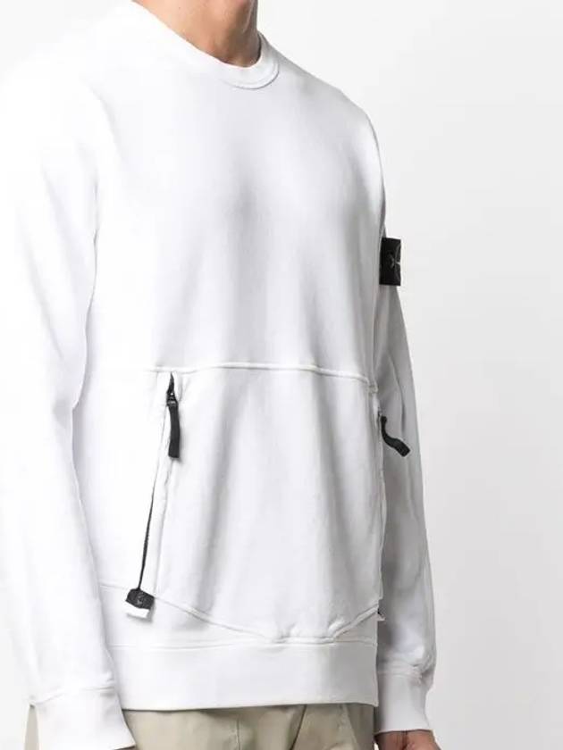 Wappen Side Zipper Pocket Sweatshirt White - STONE ISLAND - BALAAN 5