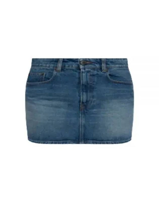 Women's Five Pocket Cotton Denim H-Line Skirt Blue - AMI - BALAAN 2