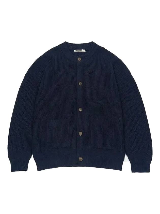 EXC Oversized Wool Knit Cardigan Navy - EXCONTAINER - BALAAN 1