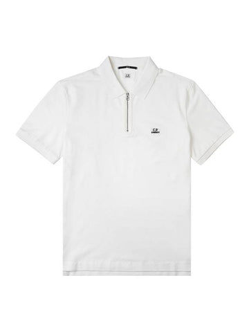 Logo Patch Polo Shirt White - CP COMPANY - BALAAN 1