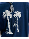 Palm tree eyelet chain embroidery t shirt navy - S SY - BALAAN 3