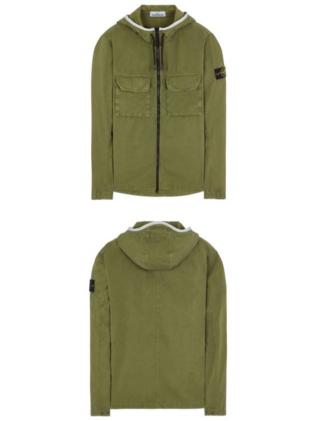 Wappen Patch Old Treatment Hooded Zip Up Olive Green - STONE ISLAND - BALAAN 5