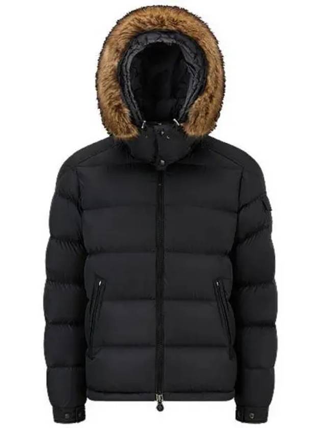 1A00198 5968E 999 MAYAF logo patch fur hooded down jacket black men s TLS 271399 - MONCLER - BALAAN 1