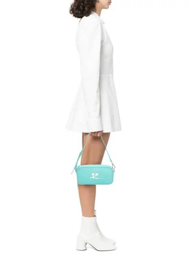 Logo Baguette Leather Camera Shoulder Bag Turquoise - COURREGES - BALAAN 4