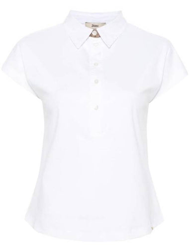 Cotton Short Sleeve Polo Shirt White - HERNO - BALAAN 1