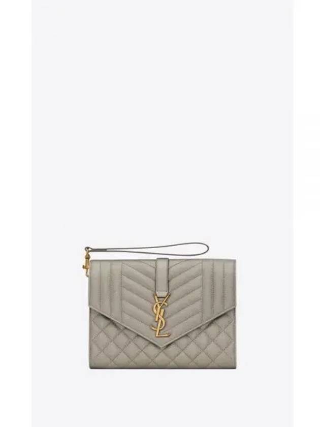 Cassandre Quilted Leather Clutch Bag Brunn Metallized - SAINT LAURENT - BALAAN 2