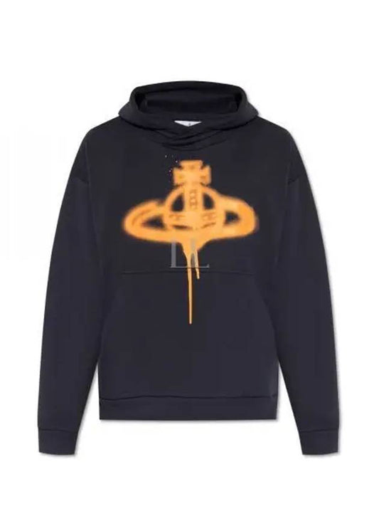 Spray ORB Logo Print Hoodie Navy - VIVIENNE WESTWOOD - BALAAN 2