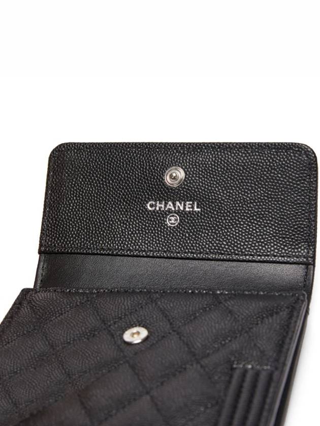 Boy  Small Flap Wallet Caviar Leather & Ruthenium Black - CHANEL - BALAAN 9