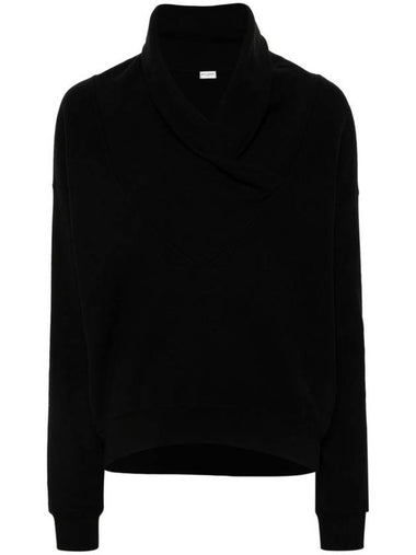 V-Neck Drop Shoulder Sweatshirt Black - SAINT LAURENT - BALAAN 1