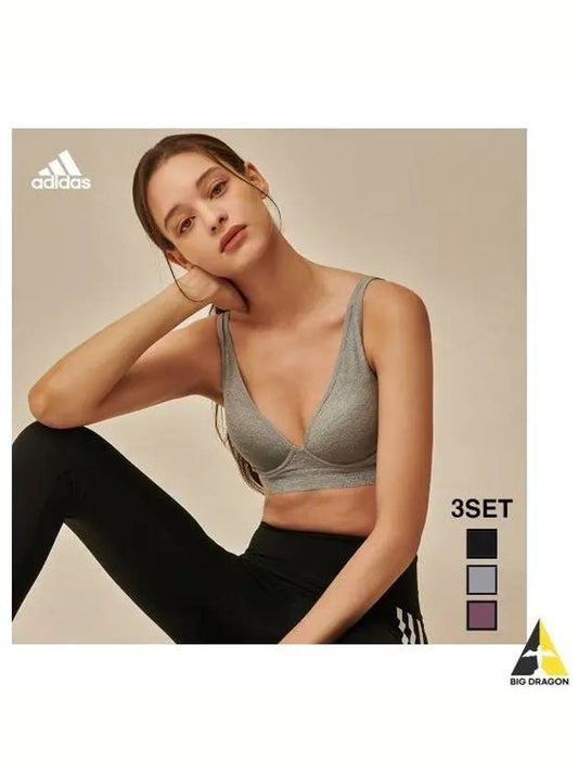 adidas UNDERWEAR No Wire Airbrick 3S Bra Panties B SET - ADIDAS - BALAAN 1