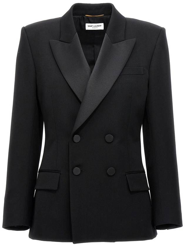 Tuxedo Grain De Poudre Wool Jacket Black - SAINT LAURENT - BALAAN 2