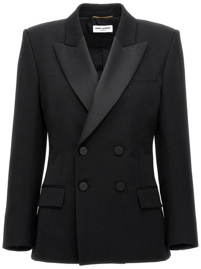 Tuxedo Grain De Poudre Wool Jacket Black - SAINT LAURENT - BALAAN 2