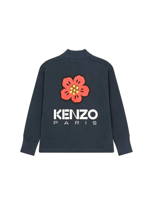 Women's BOKE Flower Cardigan Navy - KENZO - BALAAN.