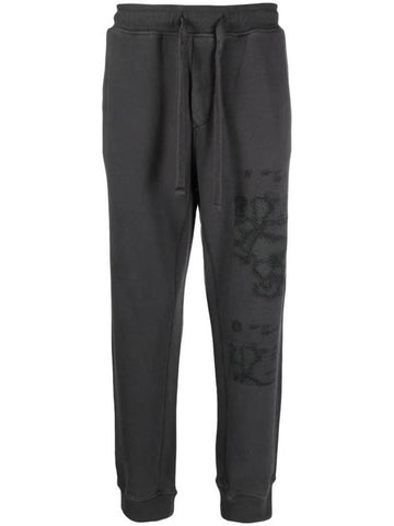 Foam One Print Embroidery Cotton Jogger Pants Grey - STONE ISLAND - BALAAN 1