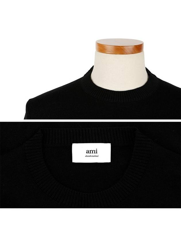 Heart Logo Patch Knit Top Black - AMI - BALAAN 5