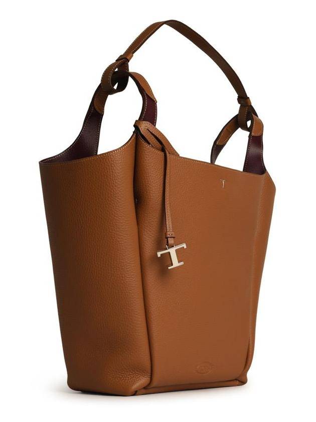 Leather Medium Bucket Bag Brown - TOD'S - BALAAN 3