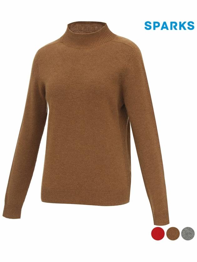 Women s 100 wool half neck whole garment knit sweater SO3LKT009 - SPARKS - BALAAN 3