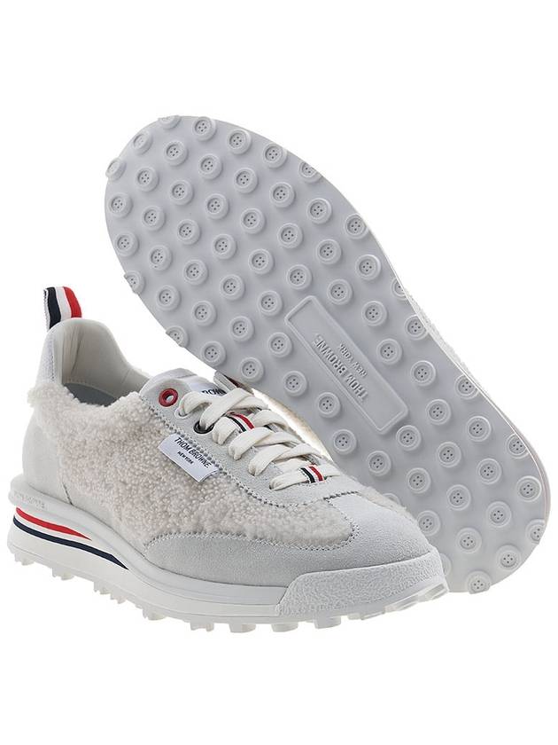 Shearling Tech Runner Low Top Sneakers White - THOM BROWNE - BALAAN 6