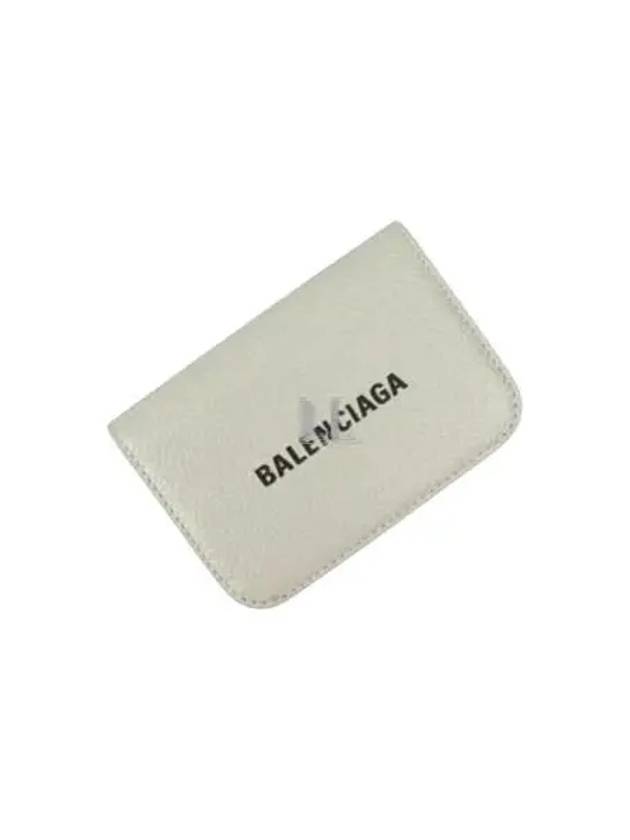 Logo Tripold Leather Half-Wallet Light Grey - BALENCIAGA - BALAAN 2