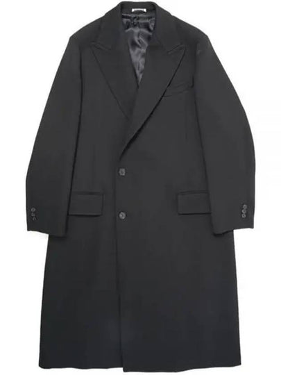 Double Cloth Hard Twist Cassi Chesterfield Single Coat Black - AURALEE - BALAAN 2