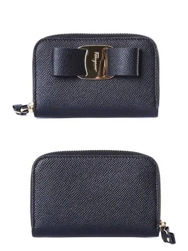 Vara Bow Zipper Card Wallet Black - SALVATORE FERRAGAMO - BALAAN 3