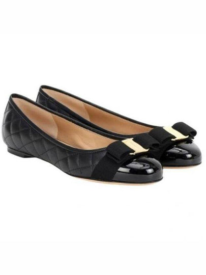 Varina Quilting Leather Ballet Flat Black - SALVATORE FERRAGAMO - BALAAN 2