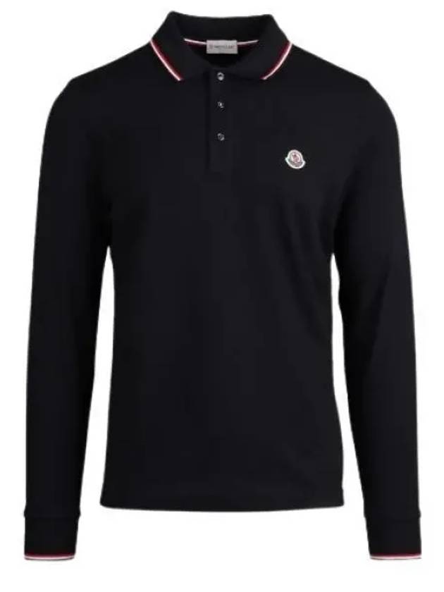 8B70100 84556 77X Three Stripes Lining Logo Patch Long Sleeve Collar T shirt - MONCLER - BALAAN 1