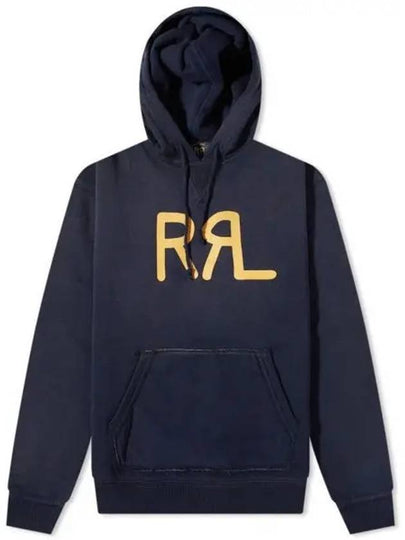 RRL Logo Print Pullover Hoodie Navy - POLO RALPH LAUREN - BALAAN 2