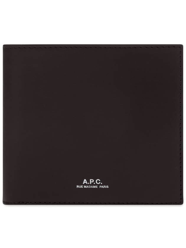 London Bill Fold Logo Half Wallet Dark Brown - A.P.C. - BALAAN 1