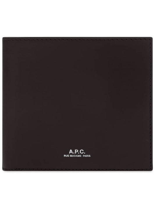 London Bill Fold Logo Half Wallet Dark Brown - A.P.C. - BALAAN 1