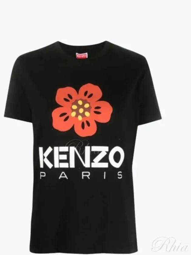 Women's Boke Flower Loose Fit Cotton Short Sleeve T-Shirt Black - KENZO - BALAAN 2