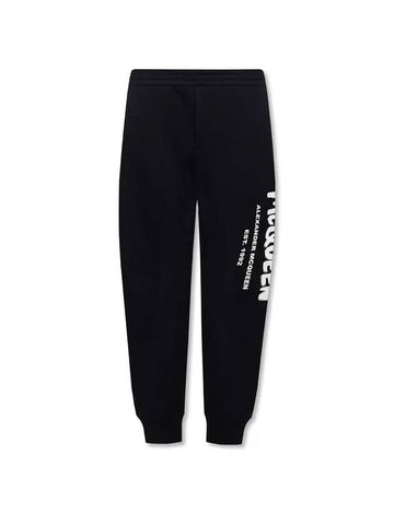 Side White Graffiti Logo Jogger Pants Black - ALEXANDER MCQUEEN - BALAAN 1