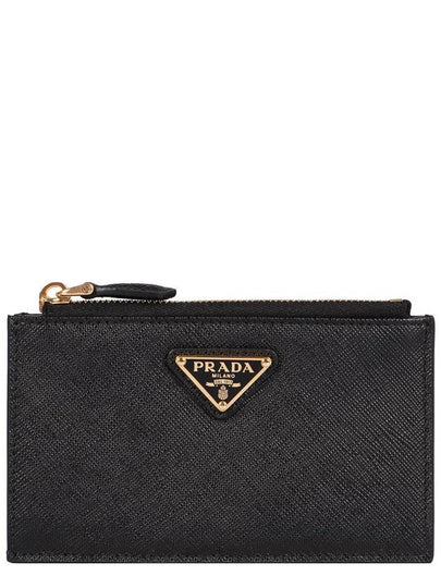 Saffiano Leather Card Wallet Black Silver - PRADA - BALAAN 2