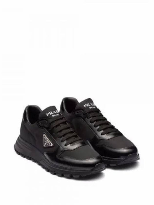 Prax 01 Re-Nylon Brushed Leather Low-Top Sneakers Black - PRADA - BALAAN 2