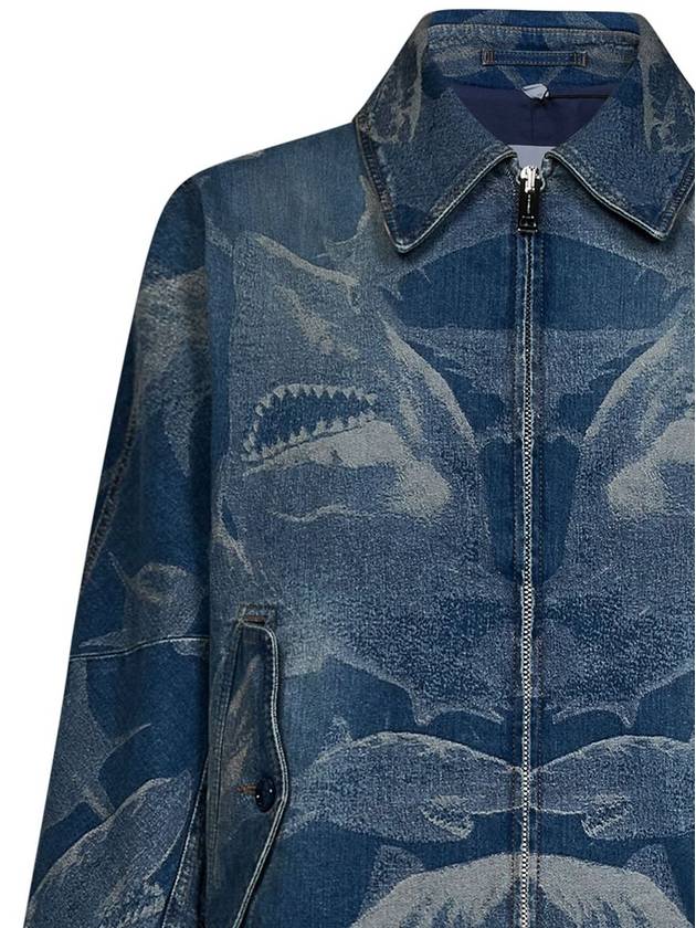 LIGHT AND DARK BLUE COTTON BLEND DENIM JACKET 8067642B5168 - BURBERRY - BALAAN 4