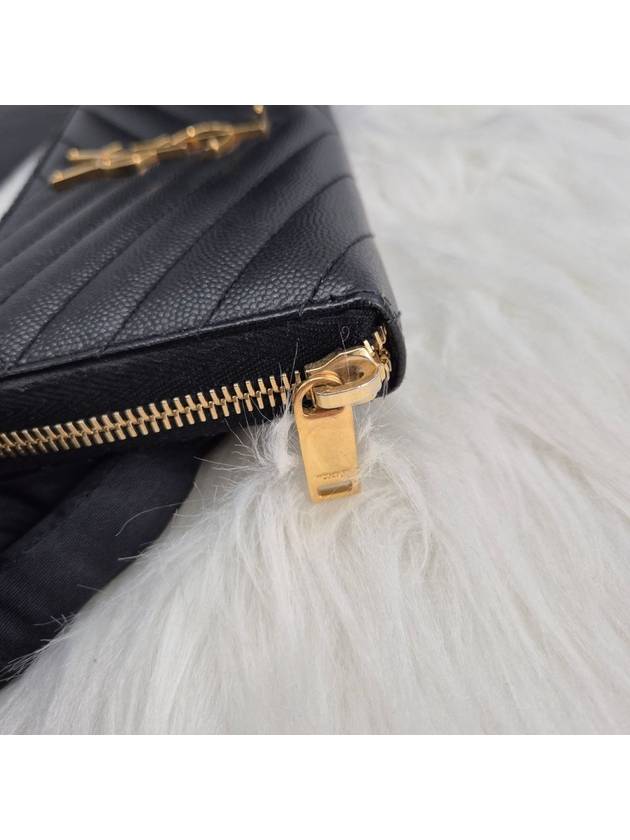 Matelasse zipper around long wallet black - SAINT LAURENT - BALAAN 7