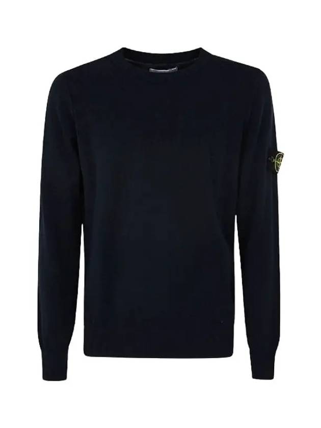 Crewneck Soft Cotton Knit Top Navy - STONE ISLAND - BALAAN 3