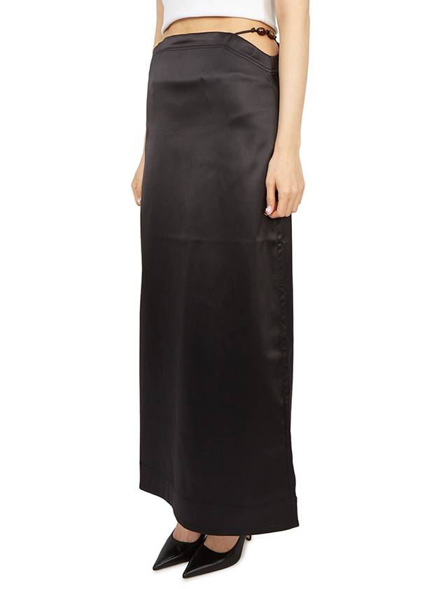 Double Satin Maxi H-Line Skirt Black - GANNI - BALAAN 5