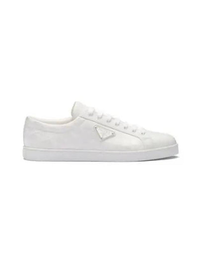 Triangle Logo Leather Re-Nylon Low Top Sneakers White - PRADA - BALAAN 2