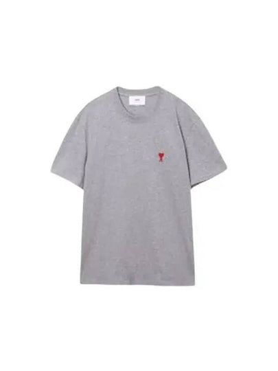 Small Heart Logo Short Sleeve T-Shirt Heather Grey - AMI - BALAAN 2