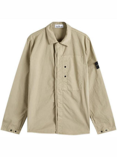 Supima Cotton Twill Over Long Sleeve Shirt Beige - STONE ISLAND - BALAAN 1