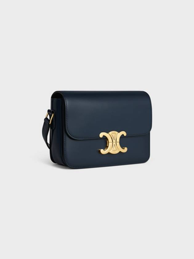 Teen Triomphe Shiny Calfskin Cross Bag Navy Blue - CELINE - BALAAN 3