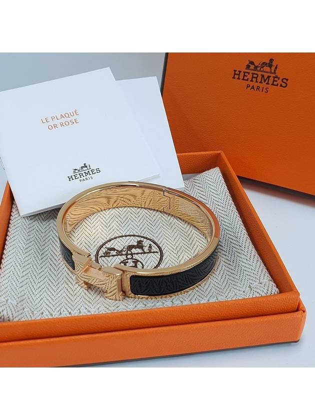 Clic H Bracelet Rose Gold Noir - HERMES - BALAAN 6